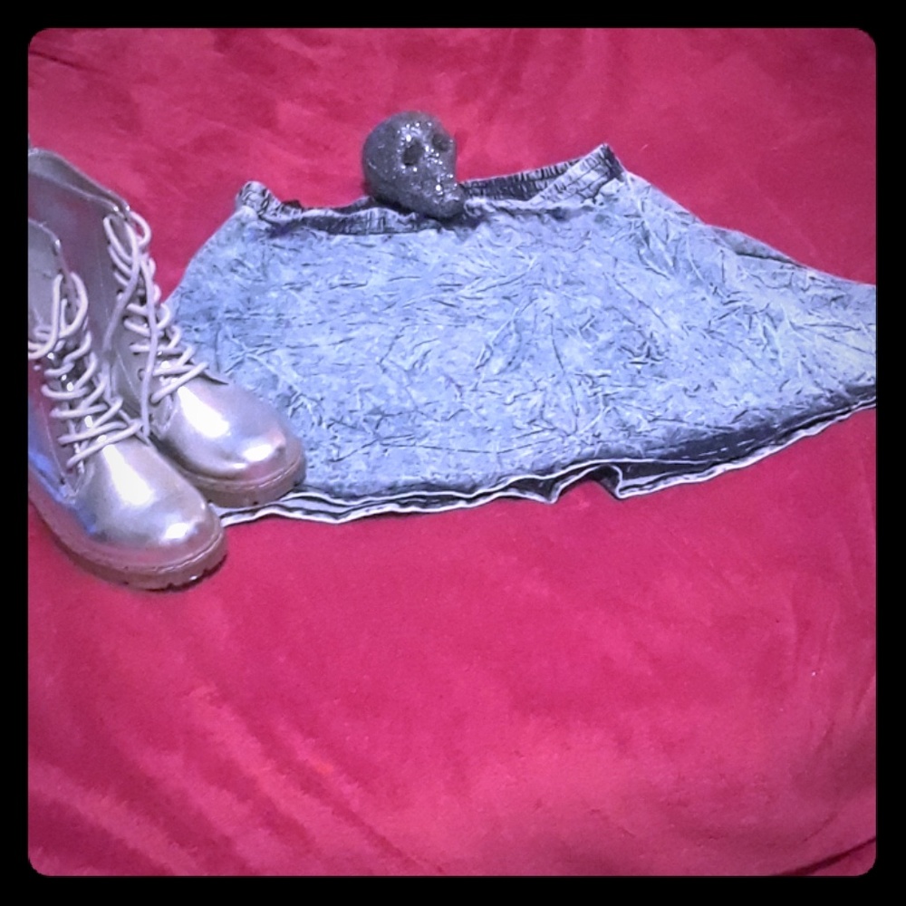 Denim Mini Skater Skirt